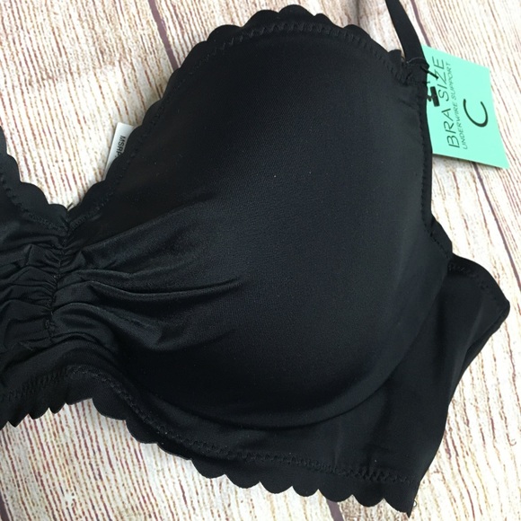 Sundazed Black Nixie Ruffle Edge Bikini Top Sz 36C - Picture 4 of 8